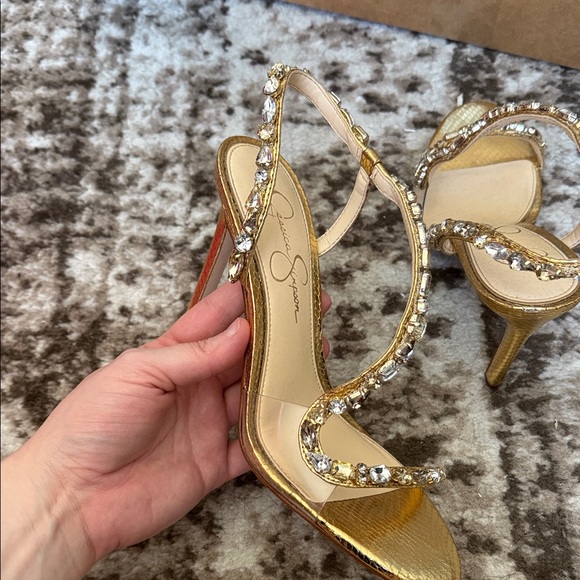 Jessica Simpson Gold Rhinestone Heels - Picture 2 of 11